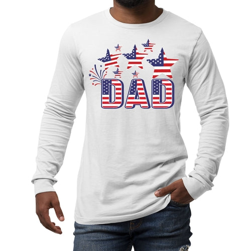 Mens Long Sleeve Graphic T-shirt - Dad Independence Day 4th of July