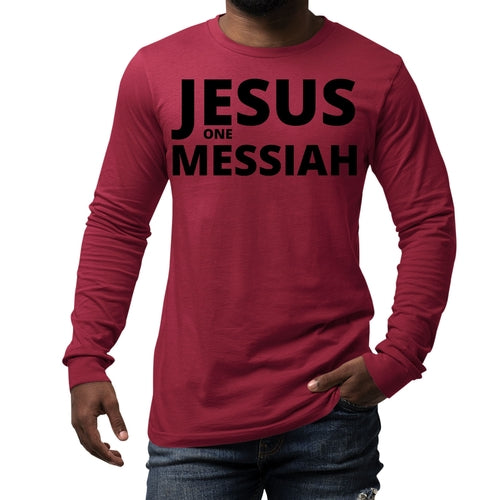 Mens Long Sleeve Graphic T-shirt Jesus one Messiah
