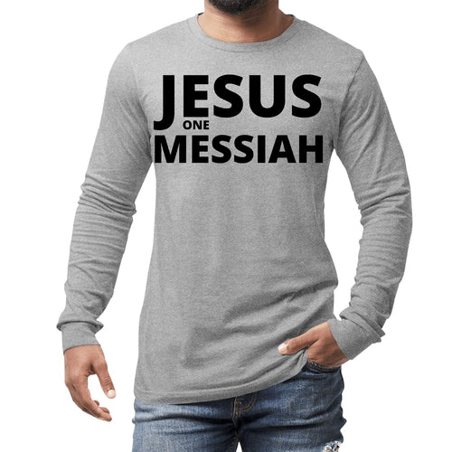 Mens Long Sleeve Graphic T-shirt Jesus one Messiah