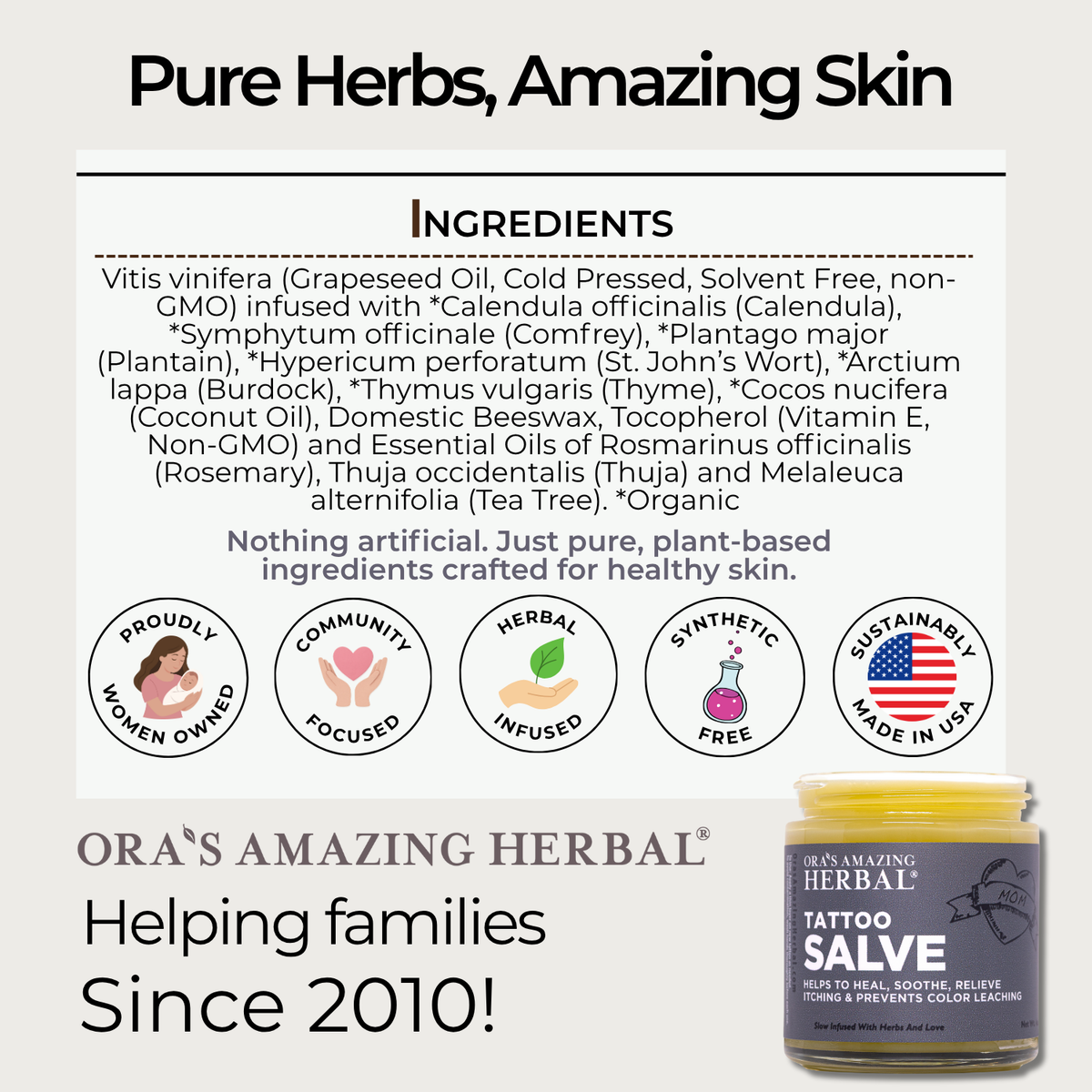Tattoo Salve, Natural Tattoo Aftercare
